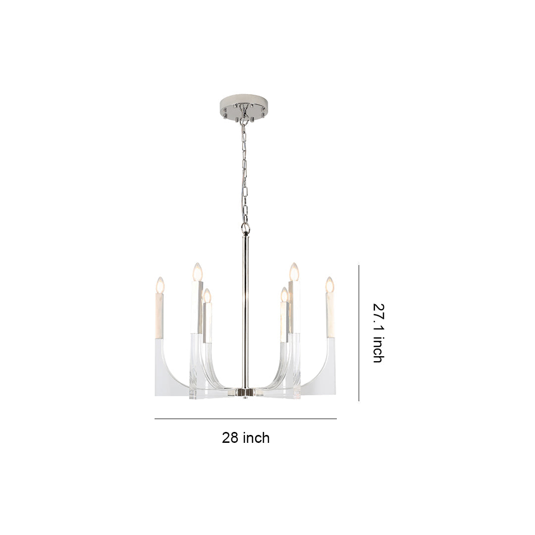 Aurelia Six-Light Modern Brass Chandelier with Acrylic Shades