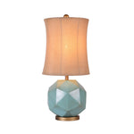 Teal Resin Table Lamp with Brown Fabric Shade – Modern Industrial Designer Lighting
