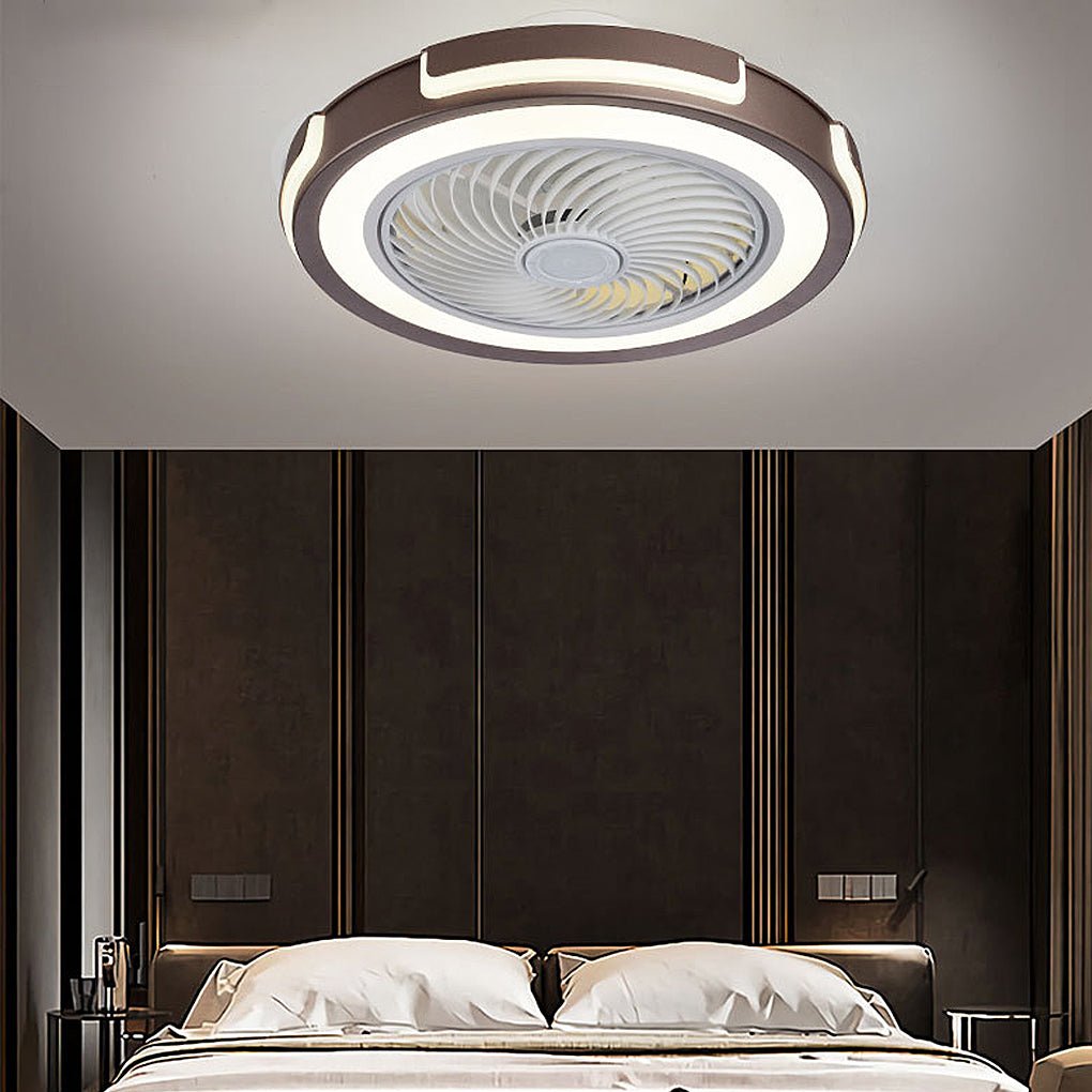 Dimmable Led Bladeless Ceiling Fan Light Flush Mount Ceiling Fan Lamp With Remote Control