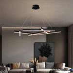 Modern Black Geometric LED Chandelier with Adjustable Hanging