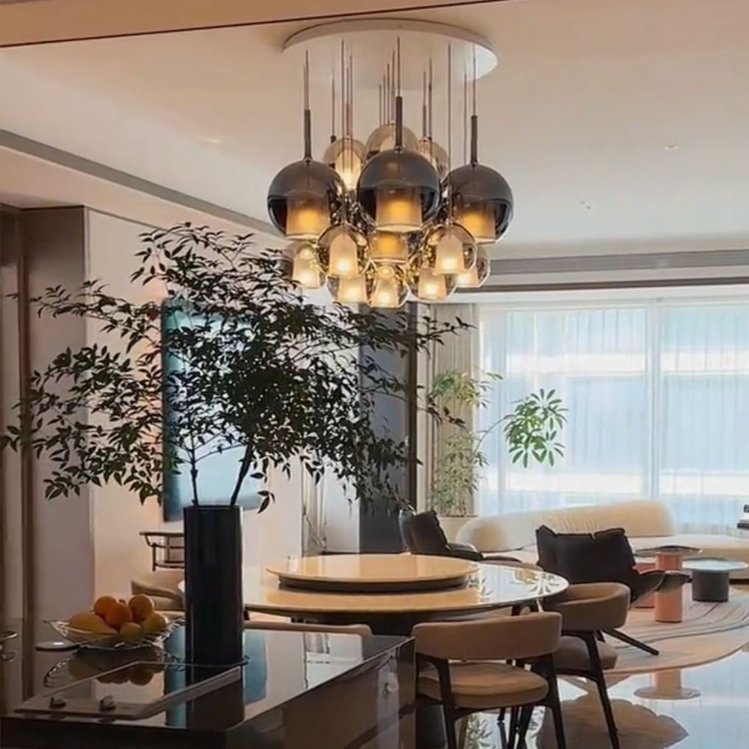 Nordic Hand-Blown Glass Ball Pendant Light for Dining Room & Living Room