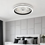 Modern White Flush Mount Ceiling Fan with LED Light and Remote