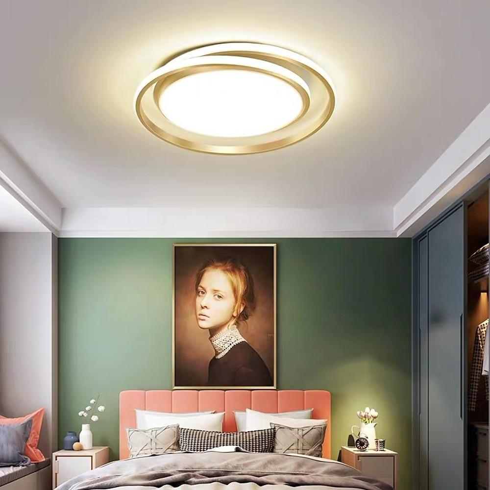 Lumina Circle LED Flush Mount Ceiling Light in Black and Gold for Modern Bedrooms