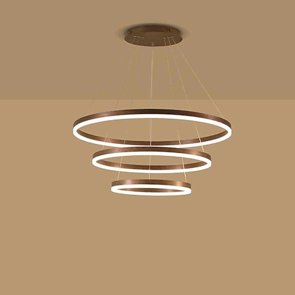Trio of Illumination: Modern LED Chandelier with Adjustable Rings