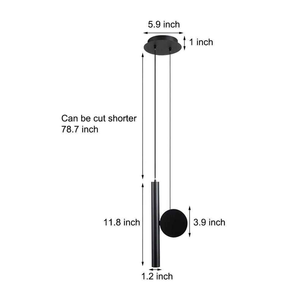 Modern Black Cylinder Pendant Light with Adjustable Hanging Length for Kitchen Island