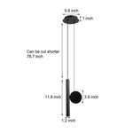 Modern Black Cylinder Pendant Light with Adjustable Hanging Length for Kitchen Island