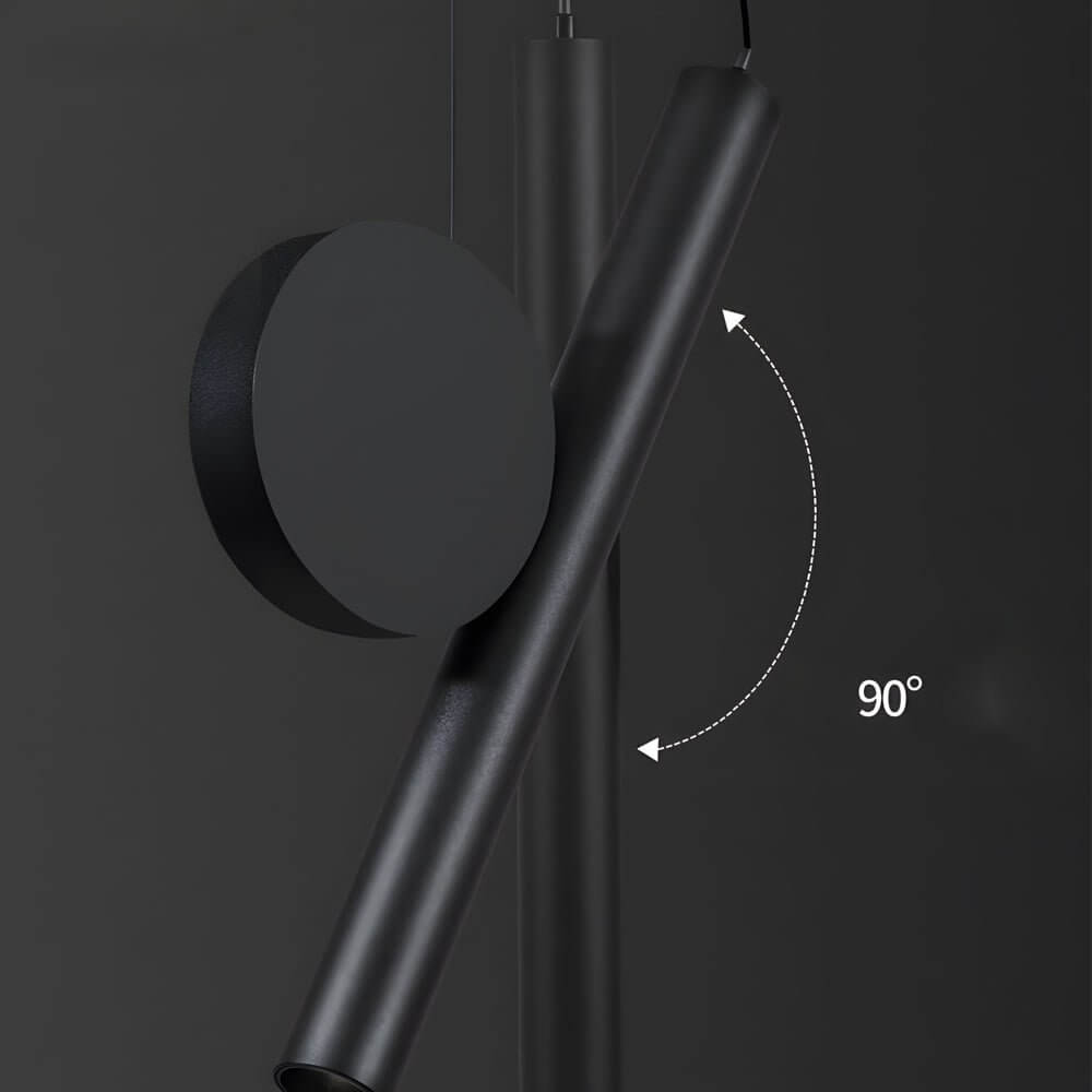 Modern Black Cylinder Pendant Light with Adjustable Hanging Length for Kitchen Island