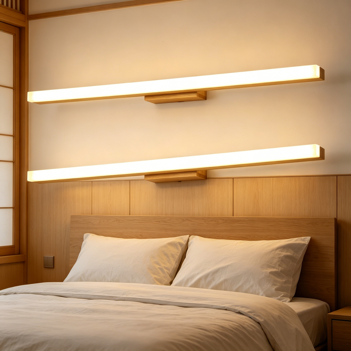 Nordic Wooden LED Vanity Light – Minimalist Waterproof Bathroom Mirror Wall Lamp for Makeup & Washroom-2pcs