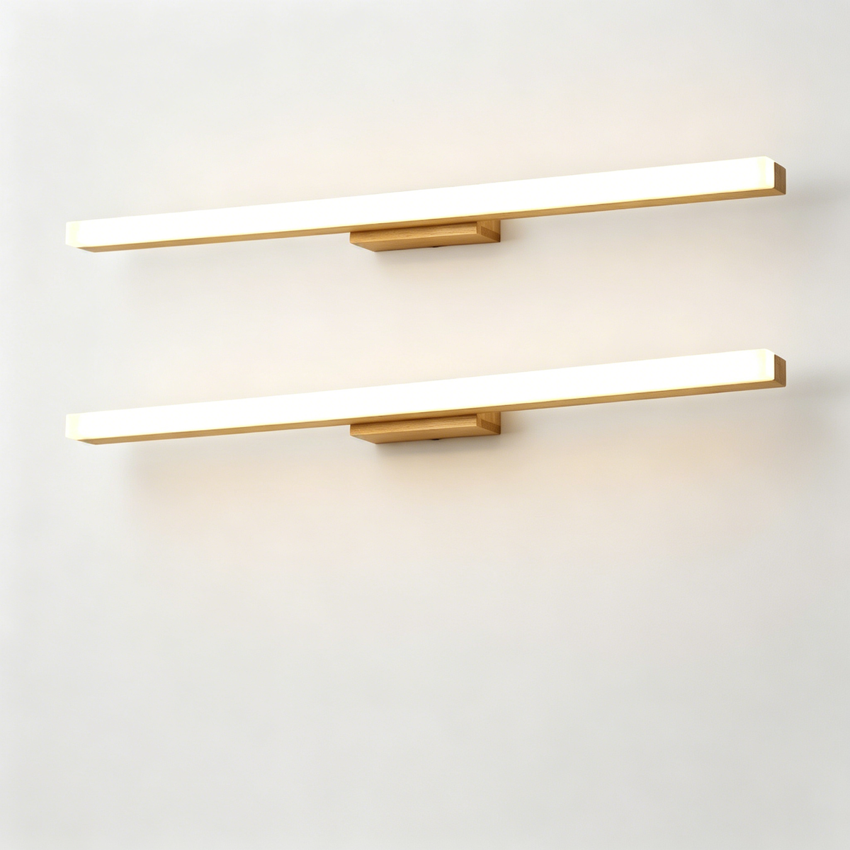 Nordic Wooden LED Vanity Light – Minimalist Waterproof Bathroom Mirror Wall Lamp for Makeup & Washroom-2pcs