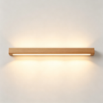 Japanese Minimalist Wooden Wall Lamp – LED Linear Bedside Light for Bedroom, Hallway & Background Wall
