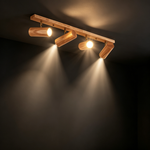 Nordic Wooden Multi-Head Spotlight Wall Lamp – Minimalist LED Wall Light for Living Room & TV Background
