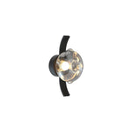 Modern Glass Wall Sconce with Black Iron Frame, Smoke Gray Shade, Dimmable LED