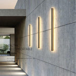 Linear Outdoor Wall Light in Black Metal, Waterproof LED Sconce