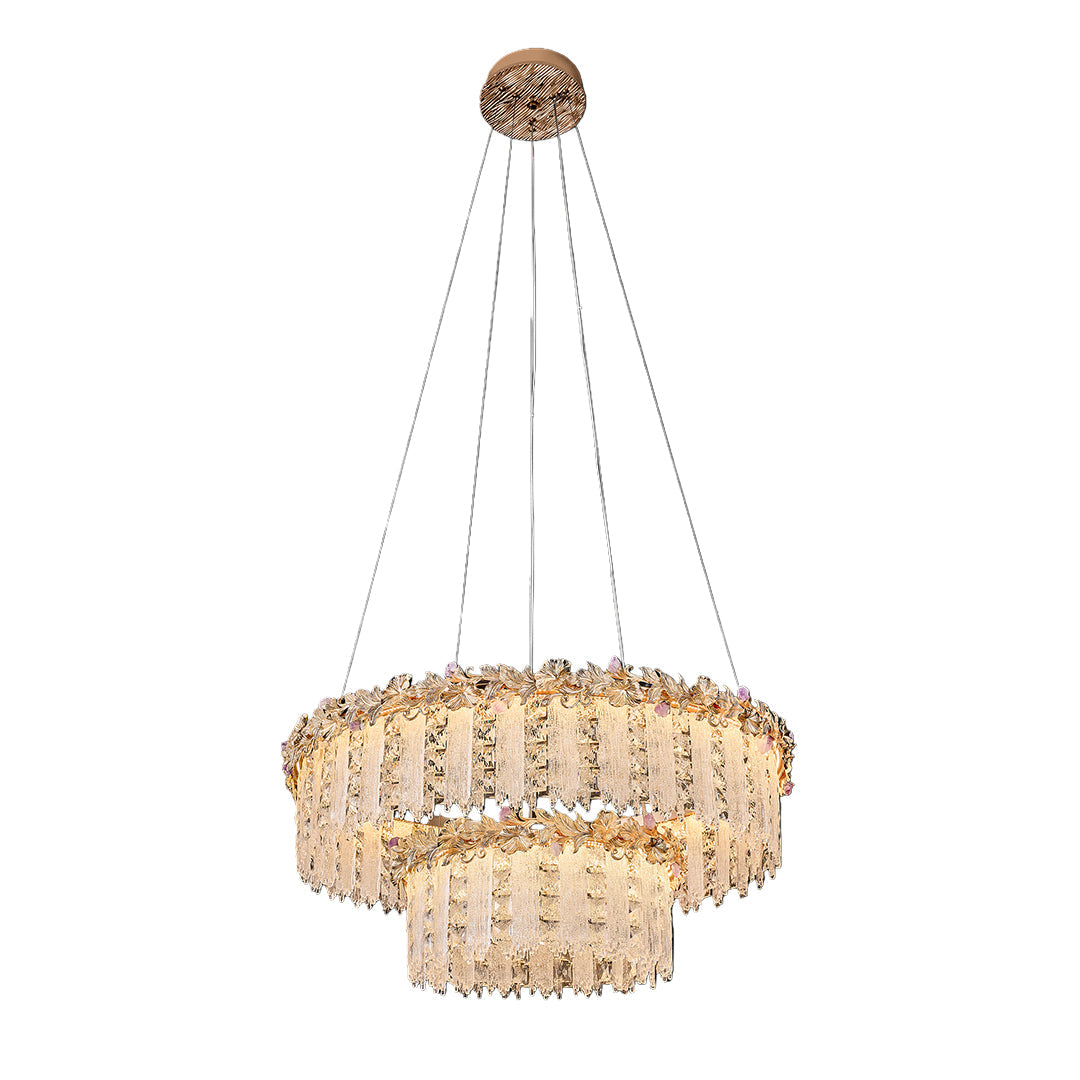 French Minimalist Crystal Chandelier in Champagne Gold Finish