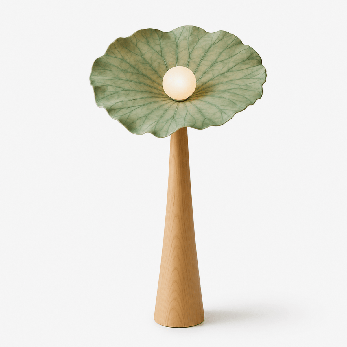 Lotus Veil Woodgrain Floor Lamp – Sculptural Designer Lighting for Modern Interiors