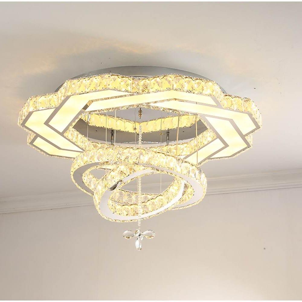 Ambient Crystal Led Flush Mount Light 20 24 31 Gold Or Silver