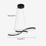 Metal Silica Pendant Hanging Light For Dining Room Led Abstract Curved Strip Chandelier