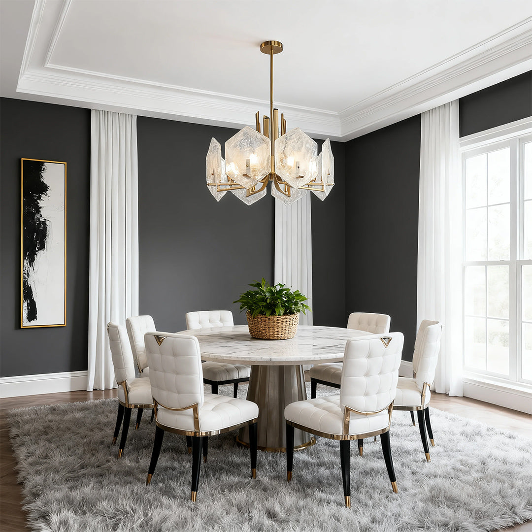 Aurelia Gold Geometric Chandelier – Vintage Industrial Pendant Light for Dining & Living Spaces