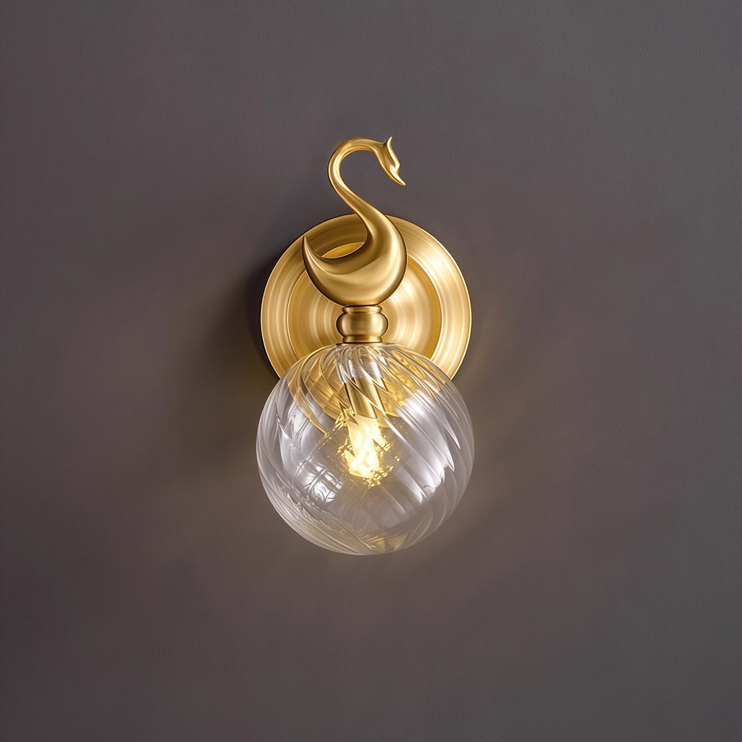 Modern Brass Wall Sconce with Clear Glass Shade for Living Room