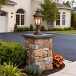 Luxury Weather-Resistant Cast Aluminum Garden Pillar Light with Clear Glass Shade
