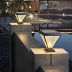 Modern Outdoor Pillar Light with LED Warm Glow, Black Aluminum