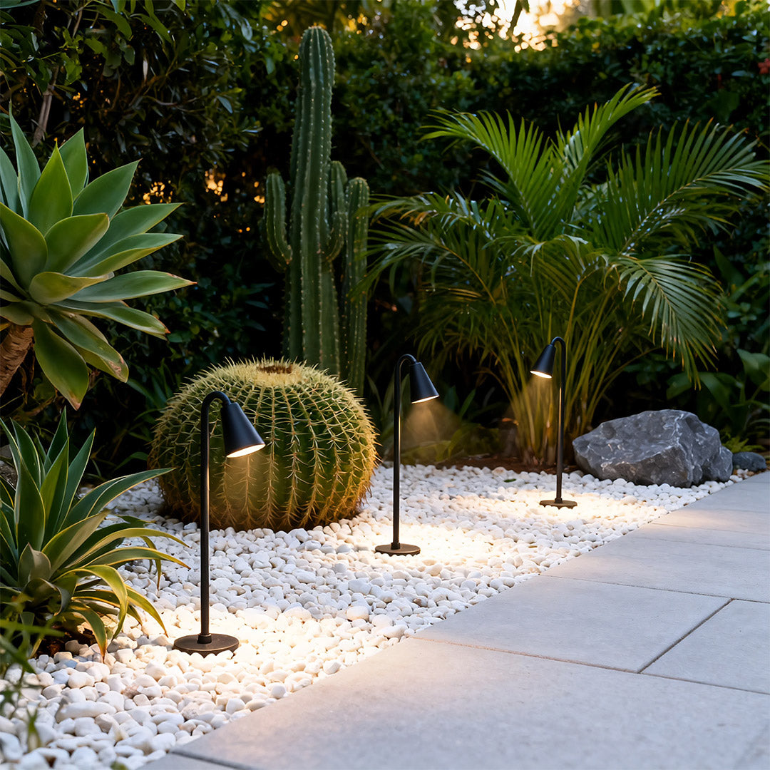 Modern Landscape Path Lights with Glass Shade for Outdoor Garden Walkways