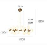 Modern Gold Kitchen Island Light 16 Light Linear Iron Global Glass Ceiling Lights Fixture 48W 110V Hardwired Indoor