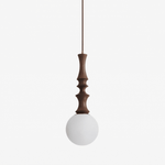 Eryndor Globe Pendant Light – Hand-Carved Wood & Opal Glass