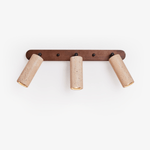 Travertine Triple Spotlight Wall Sconce in Walnut Wood