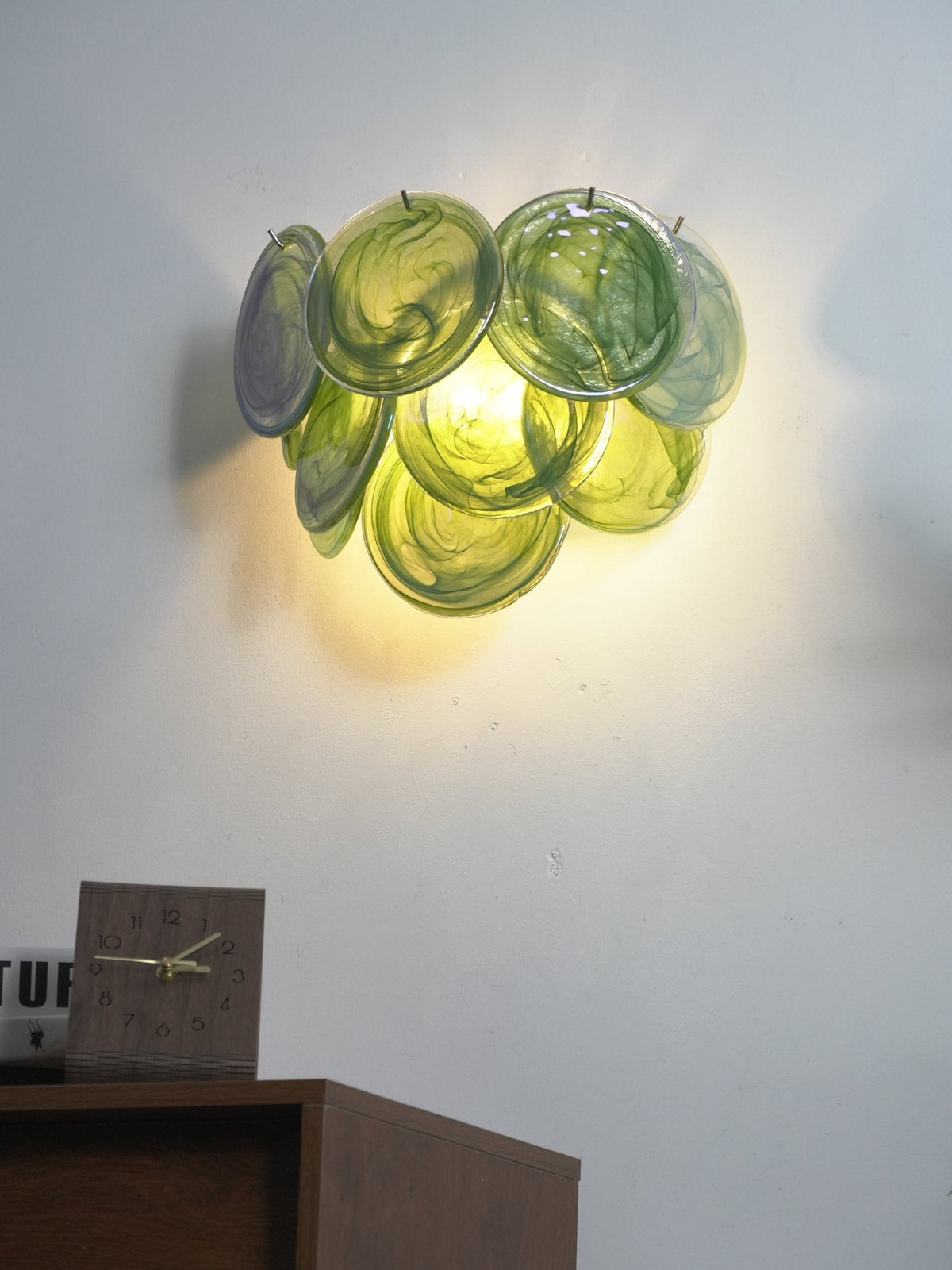 Lunaria Disc Glass Wall Sconce – Handcrafted Murano Glass, Nickel Finish