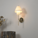 Aveline Fabric Wall Sconce in Gold – Modern Bedroom & Hallway Lighting