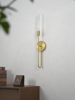 Arcline Glass Wall Sconce – Modern Brass LED Wall Light for Bedroom & Living Room