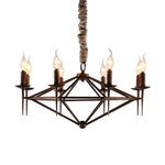 Nordic Brown Metal Chandelier with Acrylic Shades, 8-Light Candle Ceiling Fixture