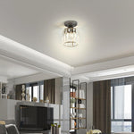 Crystal Foyer Semi Flush Mount Ceiling Light, Modern Nordic LED Fixture