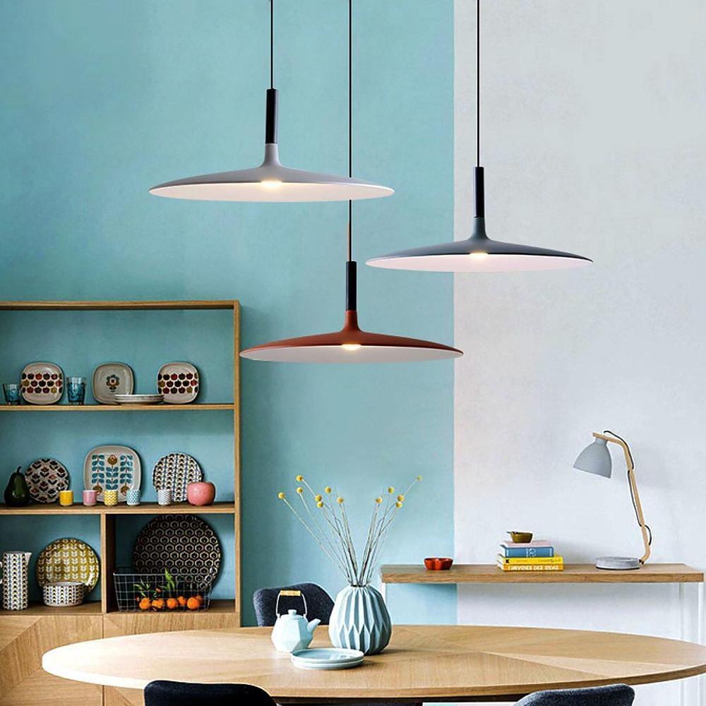 Nordic Flat Dish LED Pendant Light – Minimalist Ceiling Hanging Lamp