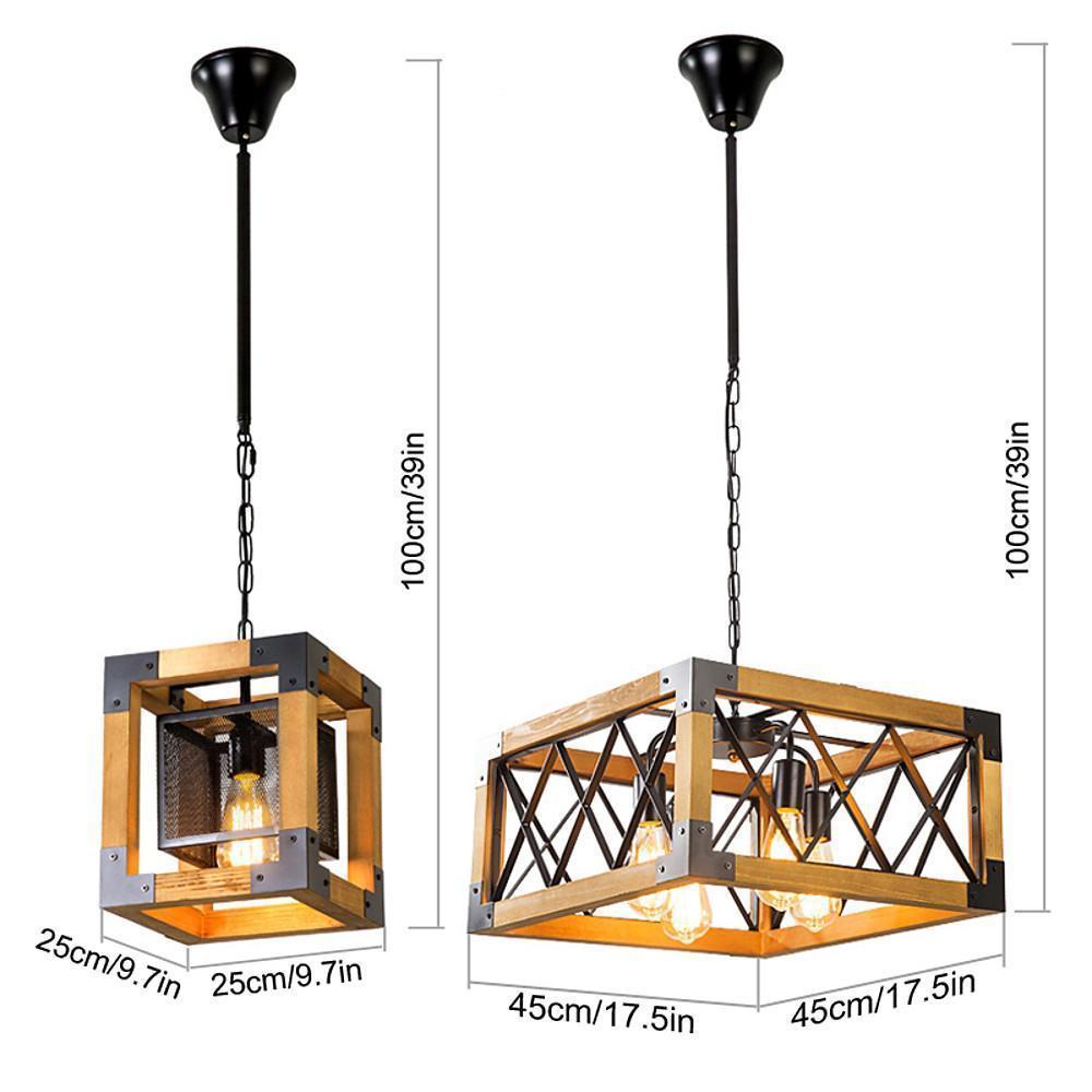 Rustic Industrial Linear Chandelier For Dining Rooms Farmhouse Rectangular Square Light Fixture
