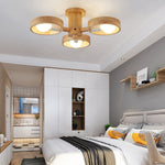Scandinavian Rubberwood LED Chandelier | Modern Wood Pendant Light for Dining & Living Rooms