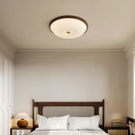 Art Deco Walnut Flush Mount Ceiling Light with Full-Spectrum LED
