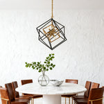 Geometric Iron and Acrylic Pendant Light with Gold Accents