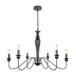 Black Candle Chandelier with Adjustable Chain Ceiling Light