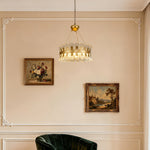 Luxury Gold LED Chandelier Round Modern Adjustable Ceiling Light