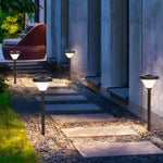 Lumen Glow Solar Path Light – Black Aluminum with Water Ripple Shade