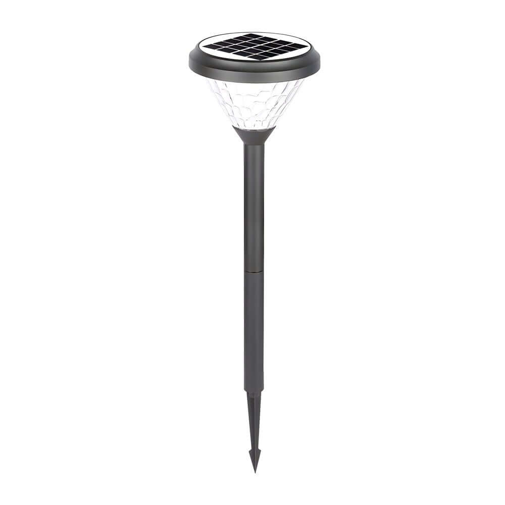 Lumen Glow Solar Path Light – Black Aluminum with Water Ripple Shade