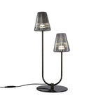 Modern Black LED Table Lamp with Glass Shade for Bedroom and Study