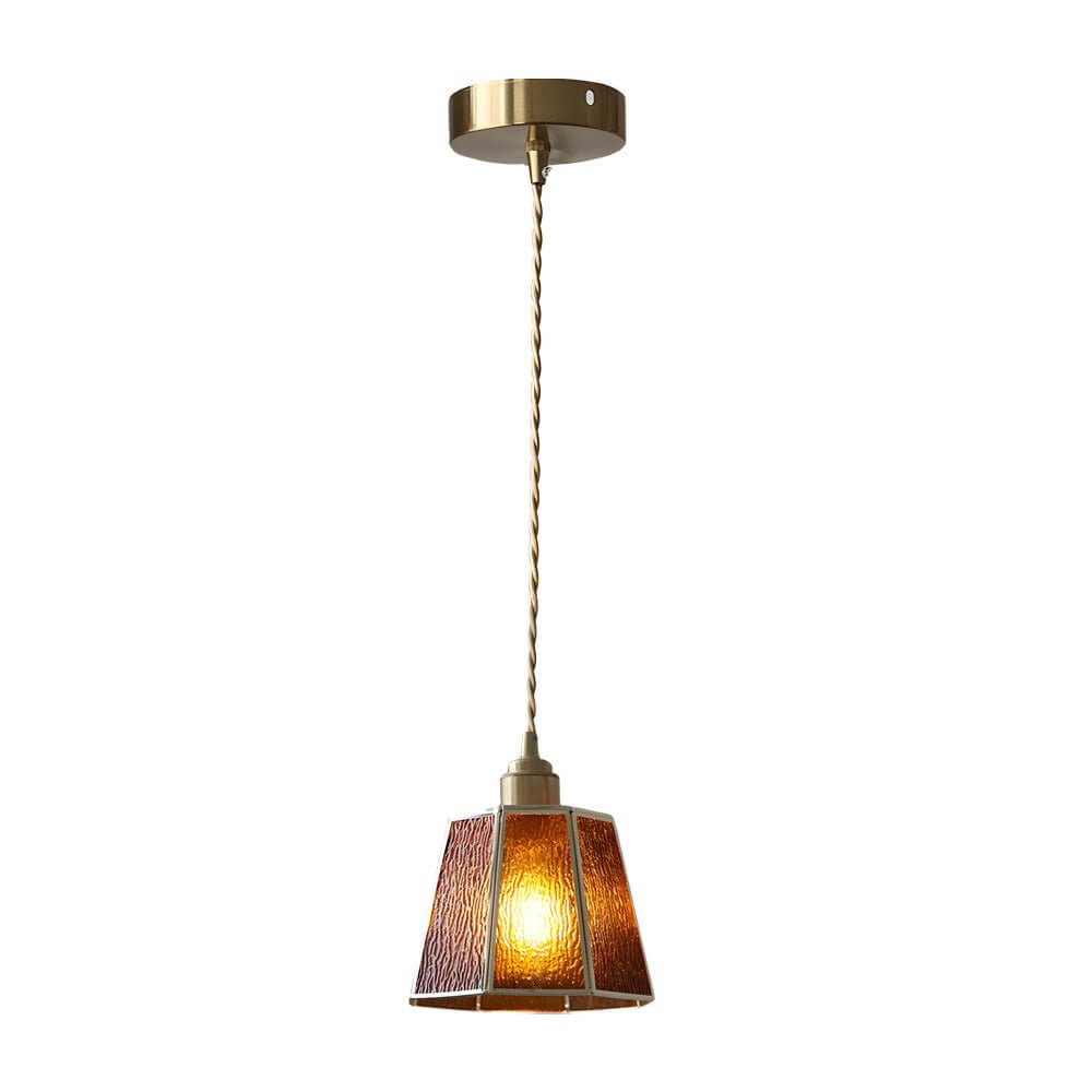 Brass and Glass Polygonal LED Pendant Light, Adjustable Nordic Chandelier