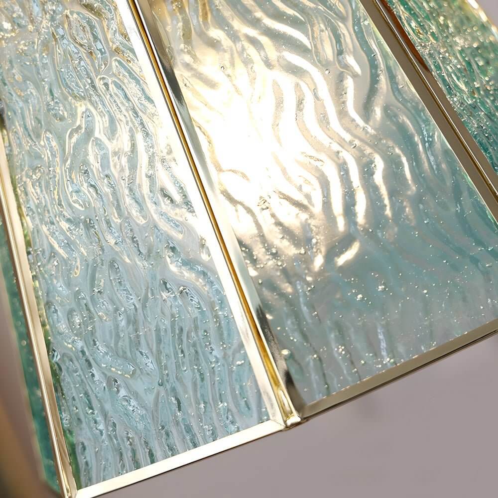 Brass and Glass Polygonal LED Pendant Light, Adjustable Nordic Chandelier