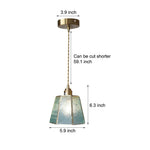 Brass and Glass Polygonal LED Pendant Light, Adjustable Nordic Chandelier