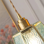 Brass and Glass Polygonal LED Pendant Light, Adjustable Nordic Chandelier