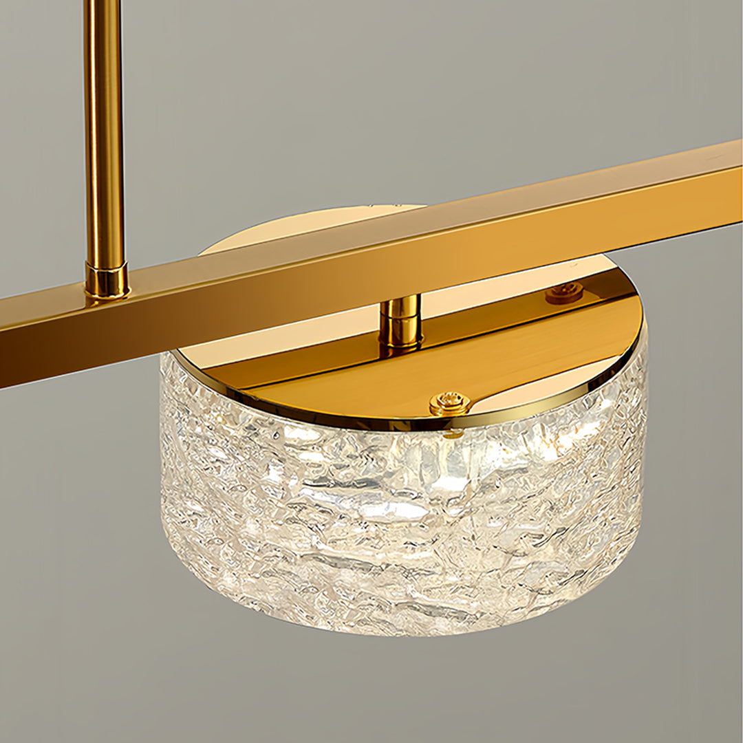 Linear LED Pendant Light in Black and Gold with Adjustable Height