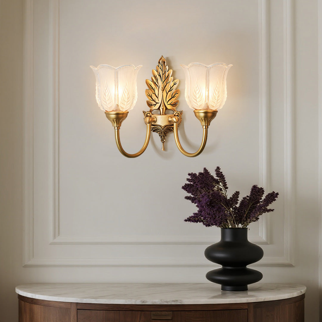 Artisan Brass Bud Wall Sconce with Glass Shade | Modern Vintage Lighting